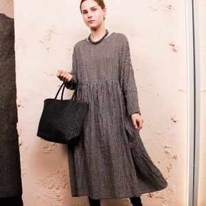 Ichi Antiquités Wool Linen Gingham Dress O/S